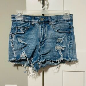 SHEIN Blue Distressed Jean Shorts